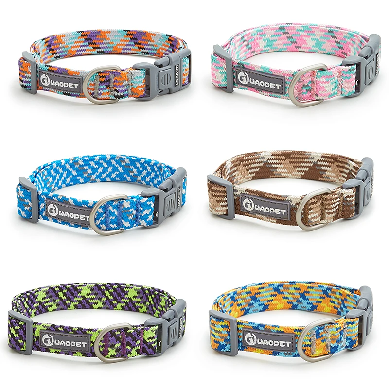 kf-S38c756da31164163a8d3a57db260907cQ Adjustable Puppy Dogs Collar Medium Large For Dog Choker Ring Durable Reflective Nylon Pet Cat Collar Breathable Bulldog Harness - Image 1