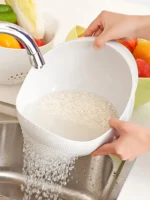 1/3pcs- Colander Rice Bowl Drain Basket Fruit Bowl Washing Drain Basket with Handle Washing Basket Home Kitchen Organizer - Image 6