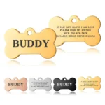 Premium Engraved Personalised Dog ID Tag Dog Name Tag Cat Puppy Name ID Bone Tag Collar Black Silver Gold Stainless Steel - Image 2