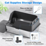 Stainless Steel Cat Litter Box, Extra Large Splash-proof & Leak-proof Litter Box Suitable for Large Cats - Image 3