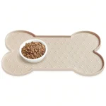 1PC Bone Shape Non-Slip Silicone Pet Placemat, Raised Edge Pet Feeding Tray For Food And Water, Anti-Spill Feed Mat For Small Medium Dogs And Cats, Easy Clean Purable Bowl Mat