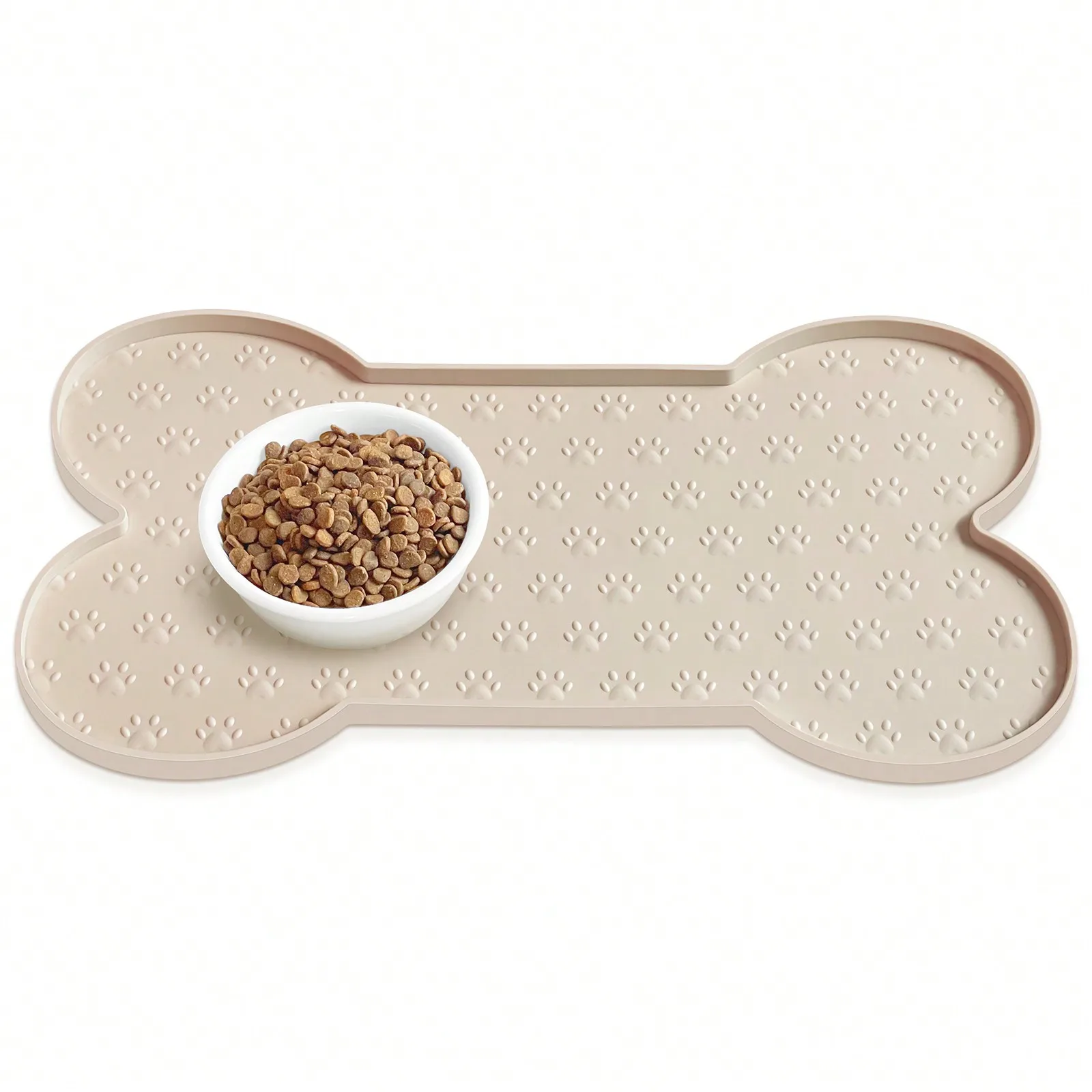 kf-S3daf863e3d3f4021a61460eb04bad2abv 1PC Bone Shape Non-Slip Silicone Pet Placemat, Raised Edge Pet Feeding Tray For Food And Water, Anti-Spill Feed Mat For Small Medium Dogs And Cats, Easy Clean Purable Bowl Mat - Image 1