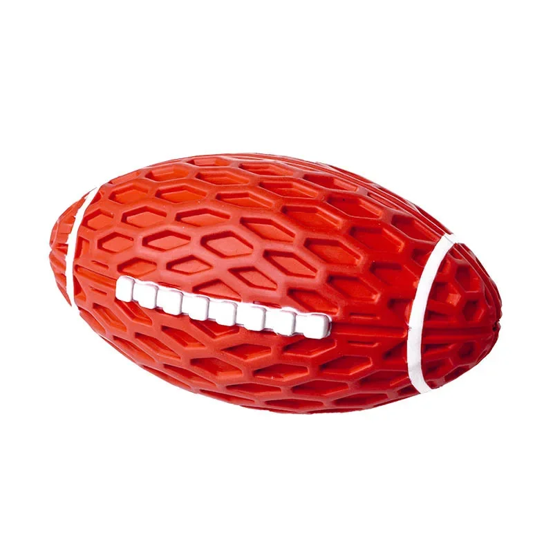 kf-S3f8e75f13b994c3c956e78d82e5d1510g Rubber Pet Dog Toy Rugby Football Squeaky Sounding Ball Teeth Cleaning Chew Toy Interactive Play Pet Supplies Accessories - Image 1