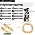 19mm Gold Chain Dog Collar Luxurious Sliver Gold Cuban Link Dog Collar with Secure Snap Buckle for Medium and Large Pit Bulls - Image 6