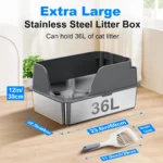 Stainless Steel Cat Litter Box, Extra Large Splash-proof & Leak-proof Litter Box Suitable for Large Cats - Image 2