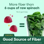Fiber Gummies Digestive Health Regularity Raspberry Lemon Flavor No Sugar Added Vegan Chicory Root Prebiotic 60CT Adults - Image 6