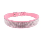 Suede Fiber Crystal Dog Collar Comfortable Glitter Rhinestone Dog Collars Zinc Alloy Buckle Collar for Small Dogs Cats XXS-XL - Image 5