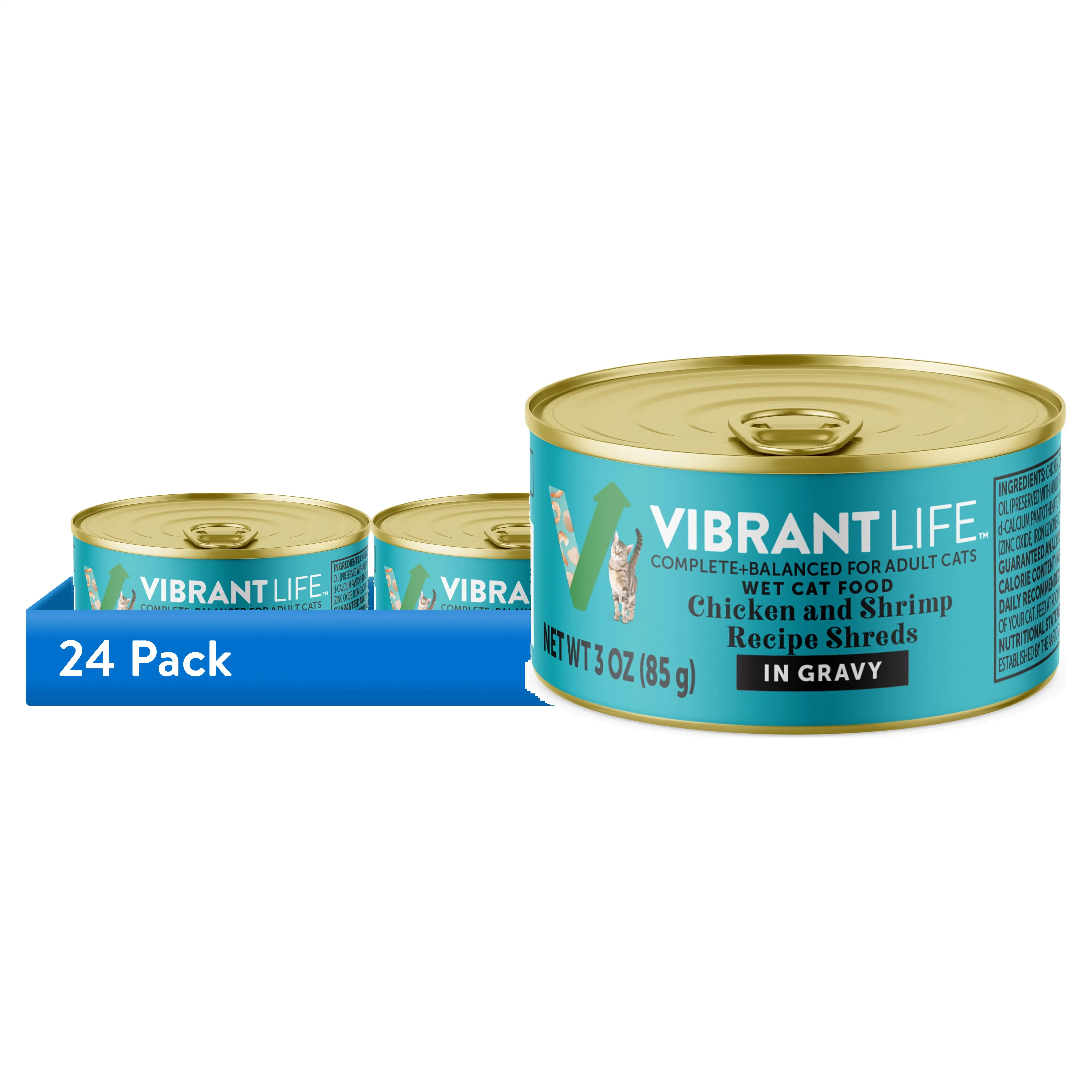 kf-S4cb5b020edb7431a9e39f3ef77976e41y 24 cans chicken and shrimp shreds wet cat food 3 oz per can - Image 1