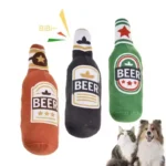 Simulated Beer Bottle Plush Dog Toy with Squeaky BB Sound Interactive Bite Resistant Pet Toy for Teeth Cleaning And Molar Relief - Image 2