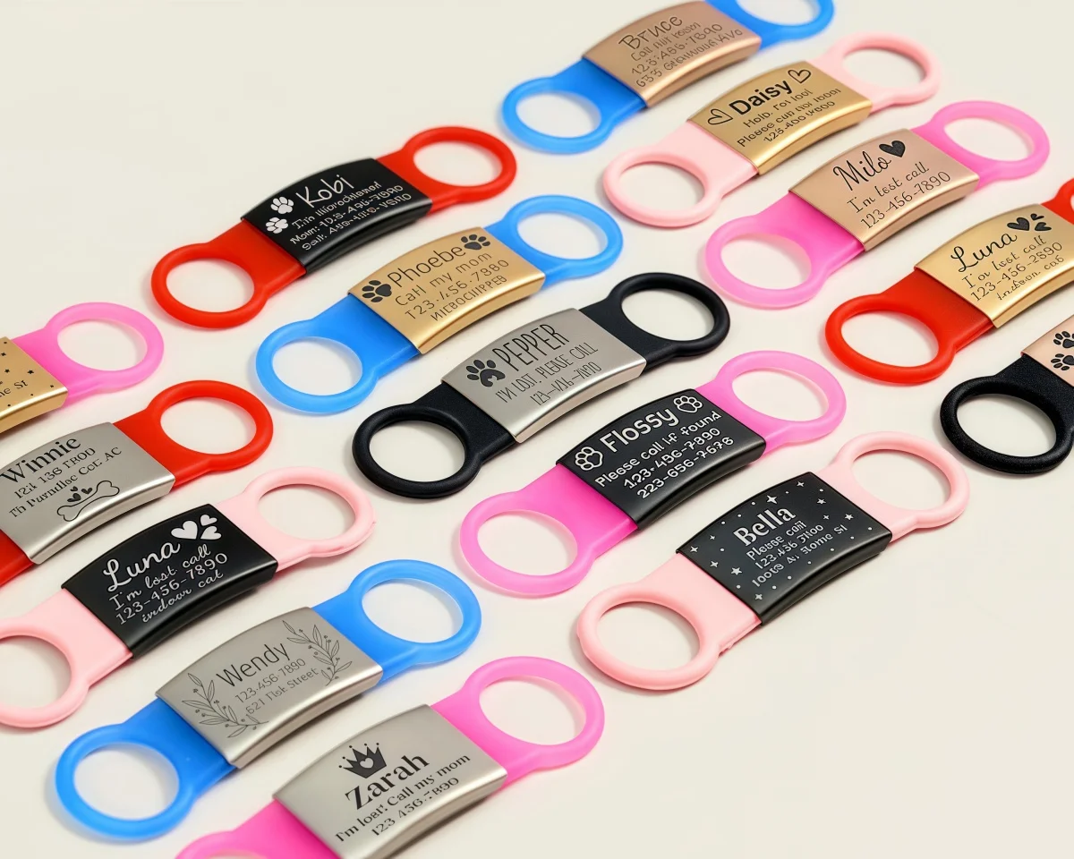 kf-S4e9b9a1c6a914ef9ab4385d954bfe5fcR Personalize Engraved Pet Dog Tag Silicone Stainless Steel Dog ID Tag Anti-lost Pet Nameplate Tags For Dog Cat Tensile Rubber - Image 1