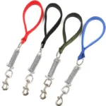 Dog Leash Spring Short Dogs Leash PU Leather Leashes for Large Dogs Walking Nylon Rope Durable Dog Leashes Chew Proof Pet Chain - Image 2