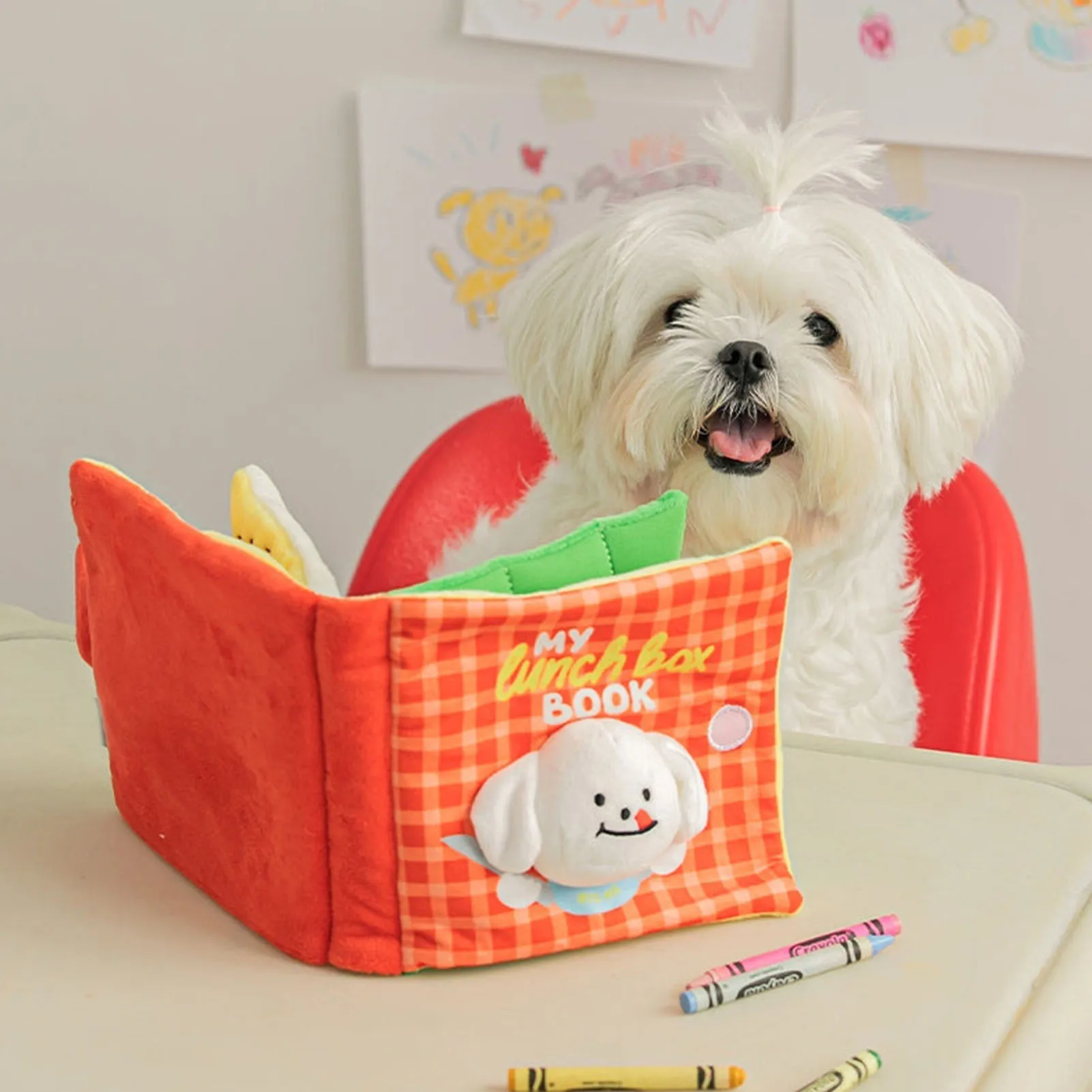 kf-S4f25eb3c660d4579861a47db70966fa7D Dog Treat Dispensing Plush Dog Plush Book Squeaky Toys Cute Treat Dispensing Finding Food Dog Toys for Pet Interactive Toys - Image 1