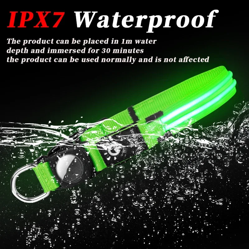 kf-S4f652d7e93014c2183af9746b1d3fef3V Dog Collar Hot Selling Airtag Protective Sleeve Without Positioning Tracker Waterproof LED Pet Luminous Collar Cat Collar - Image 1