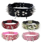 Pointed Nails Rivets Dog Collar Large Anti Bite PU Leather Durable Adjustable Pet Necklace for Medium Big Dogs Pet Supplies - Image 2