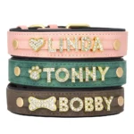 Personalized Soft Dog Collar PU Leather Puppy Cat ID Collars Free Rhinestone Charm Dog Accessory For Small Medium Dogs Chihuahua - Image 2