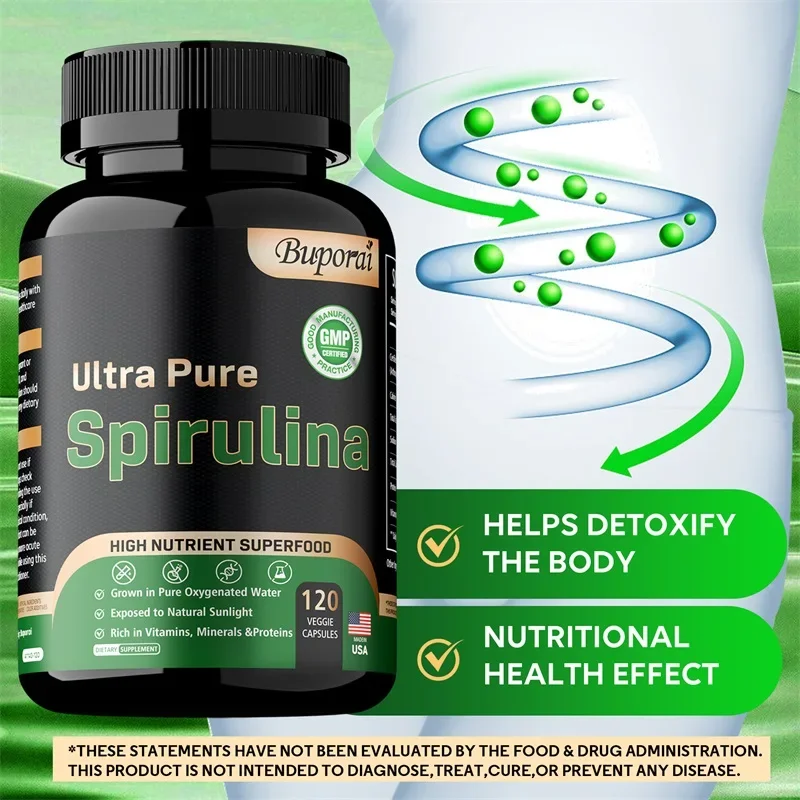 kf-S5346bfb59cb84a5182d37d56466a6d86D Organic Spirulina - Detoxification, Immune System, Cardiovascular, Antioxidant, Improve Digestive HealthSupplementsSupplements - Image 1