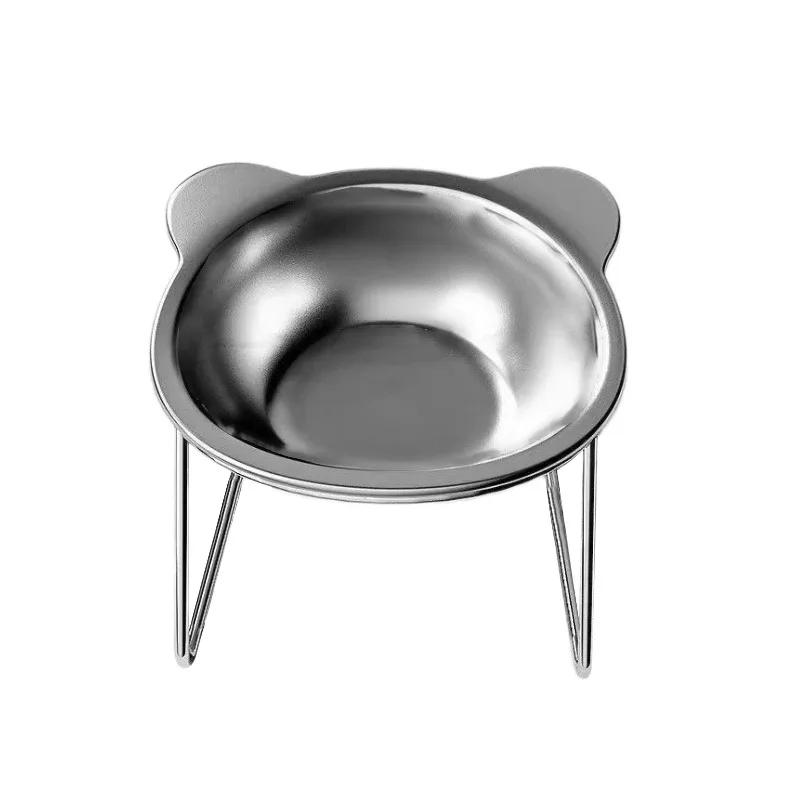 kf-S53706860323445329932301659ac1fe5f Stainless Steel Pet Bowl Slanted Anti Cervical Spondylosis for Cats and Dogs Dual Use Feeder - Image 1