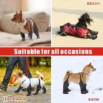 Dog Suspender Boots Tall Dog Boots Anti-Slip&Fall Waterproof Dog Shoes Leggings Winter Snow Rain Hiking Paws Protector - Image 3