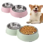 Anti-Slip Stainless Steel Double Food and Drinkers-Ideal for Dogs and Cats