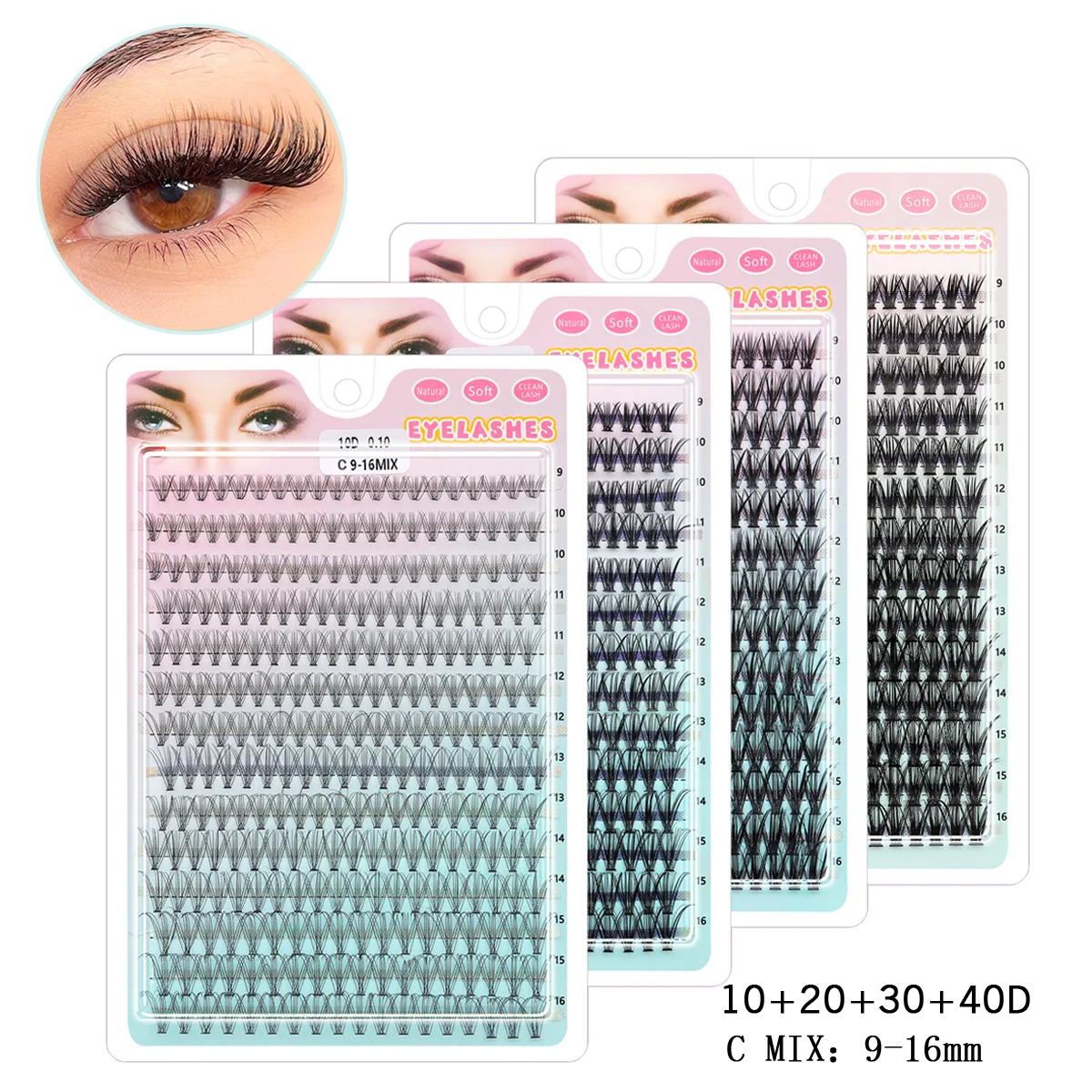 kf-S56f61bb553bc4b90b5316739404e88bcY 280 PCS Individual Lashes Cluster DIY Lash Clusters 10D 20D 30D 40D D Curl 9-16mm Cluster Lashes DIY Individual Eyelashes Lashes - Image 1