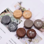 Imitation Wood Grain Contact Lens Circle Pupil Case Folding Fashion Frame Glasses Case Leather Glasses Case - Image 3