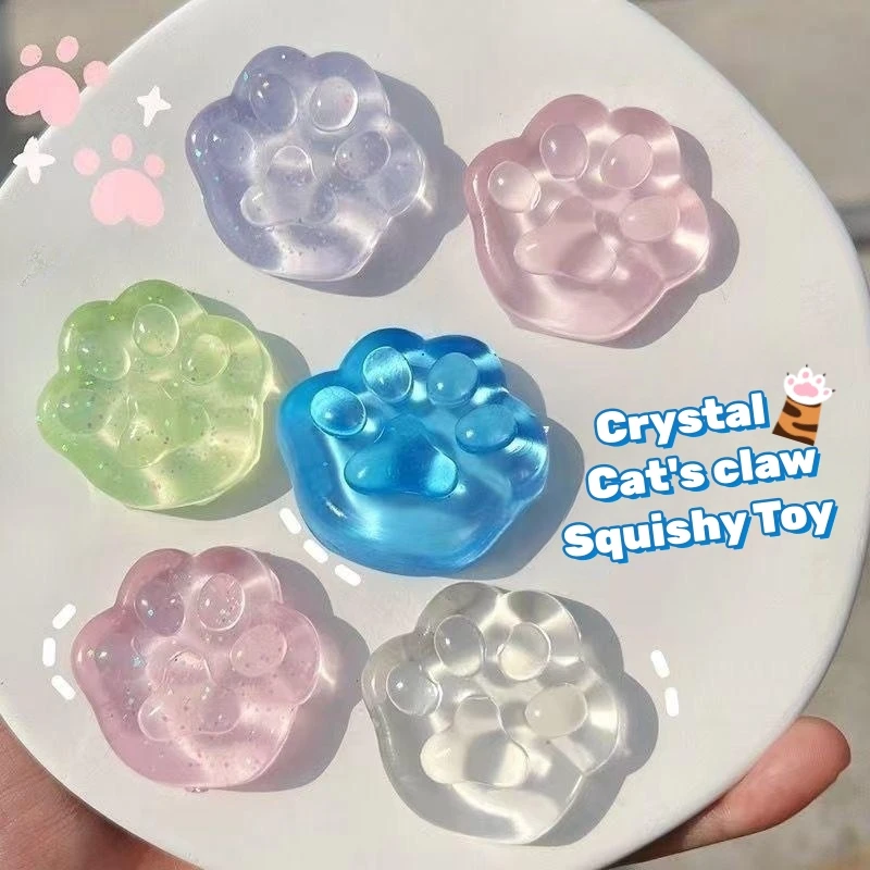 kf-S59fa5f000c464afbb227d8f49f26cc0a6 3PCS Kawaii Cat Paw Sticky Squeeze Toy Soft Realistic Jelly Glitter Cat Claw Squishy Stress Relief Toys Kids Adults Unique Gifts - Image 1