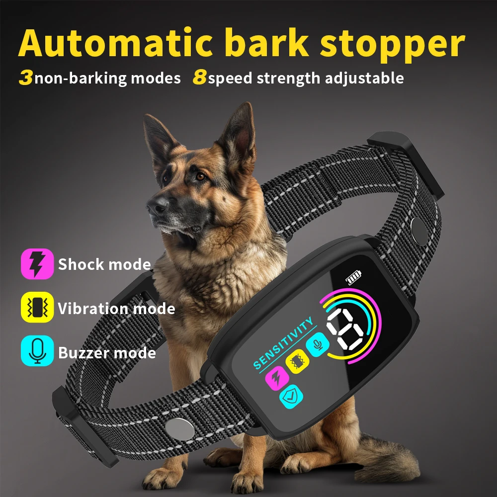kf-S5b658a8cf61c46c289b8f3e7d47870c84 Dog Training Collar Automatic Anti Bark Dog Collar Type-C Rechargeable Dog Trainer Electric Shock Vibration Buzzer Waterproof - Image 1