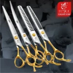 Fenice JP440C Steel Professional Pet Scissors Straight&Thinning&Curved Grooming Shears Tool Set - Image 3