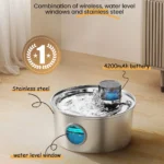 108 oz/3.2L Stainless Steel Cordless 5V Cat Dog Pet Drink Water Fountain Rechargeable Automatic Water Feeder Motion Sensor Bowl - Image 4