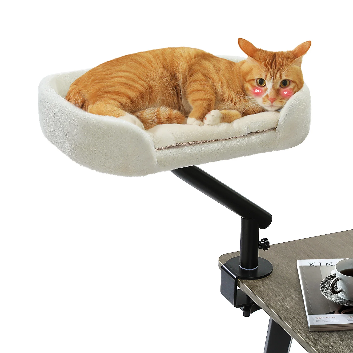 kf-S5d248798169c42e5acd2f7c96f81da795 Cat Desk Bed, 360° Rotatable Cat Bed Stand for Indoor Cats, Adjustable Cat Basket, Cats Hammock for Table, Soft Cat Bed for Desk - Image 1