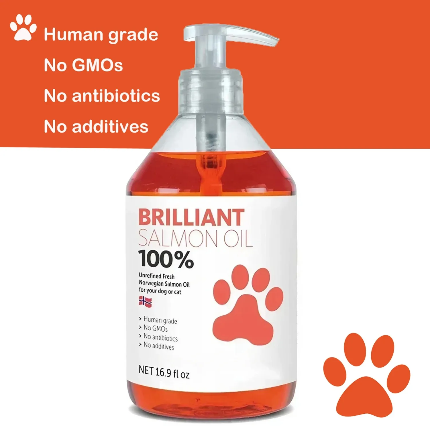 kf-S5dbeed2449434d7f94e8b950731064c1R 16.9 fl oz 500ML Salmon Fish Oil for Pets, 21 Omega Fatty Acids, Natural Nutritional Supplement for Dogs and Cats - Image 1