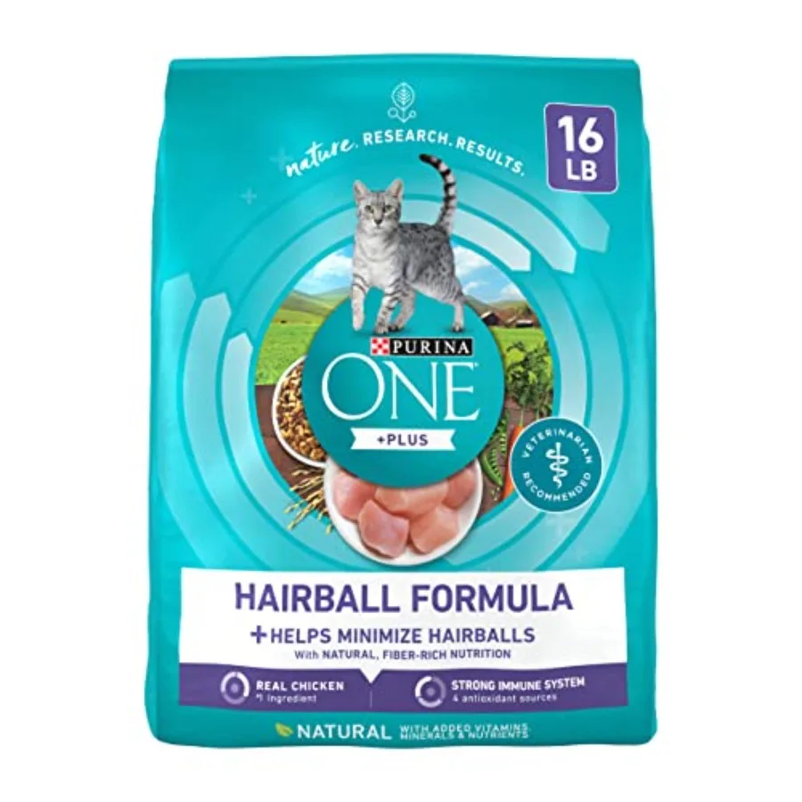 kf-S5e9092e262244036bba3a383c080c2402 Natural Cat Food for Hairball Control, +PLUS Hairball Formula - 16 lb. Bag - Image 1