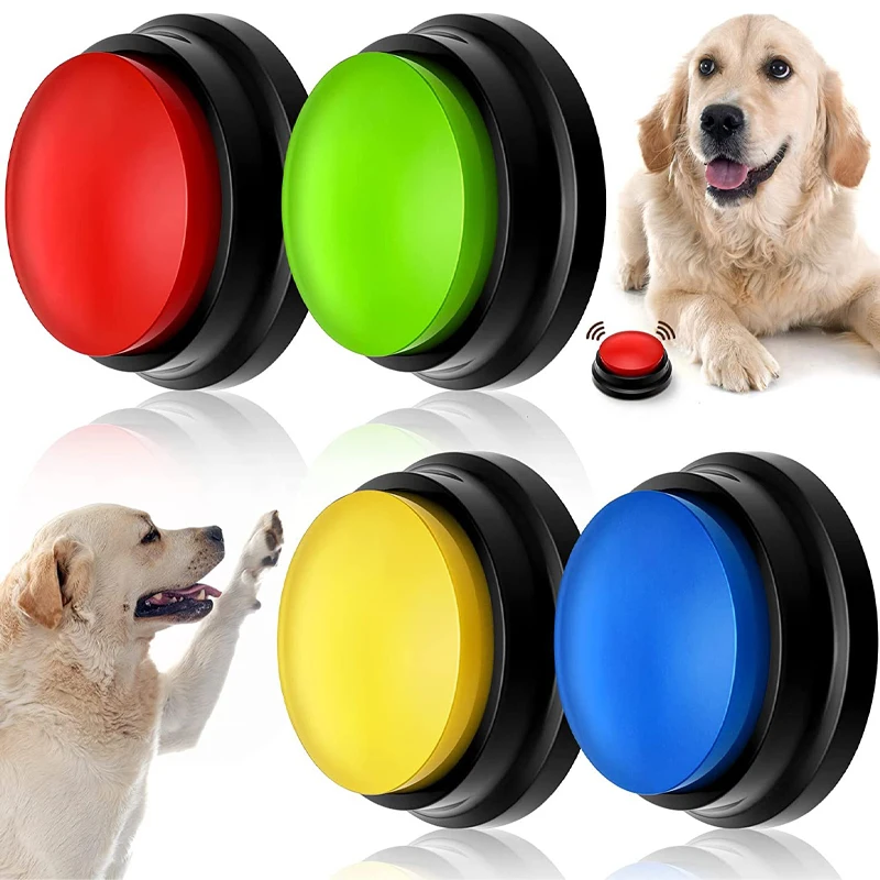 kf-S5f7bda551788494fb628c16d6e5b94eaW Funny Dog Recordable Pet Toys Dog Buttons for Communication Pet Training Buzzer Recordable Talking Button Intelligence Toy - Image 1