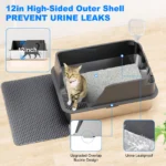 Stainless Steel Cat Litter Box, Extra Large Splash-proof & Leak-proof Litter Box Suitable for Large Cats - Image 4