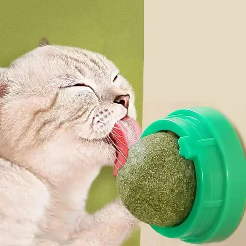 kf-S60e6be205d204f1f8ad7cc5f19b1615fU The Catnip Cat Wall Stick-on Ball Toy Scratchers Treats Healthy Natural Removes Balls to Promote Digestion Cat Grass Snack - Image 1