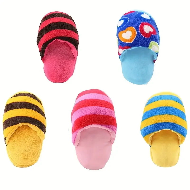 1pc durable plush squeaky slipper chew toy for breeds colorful cartoon animal resistant soft texture no batteries needed interactive dog toys for details 1