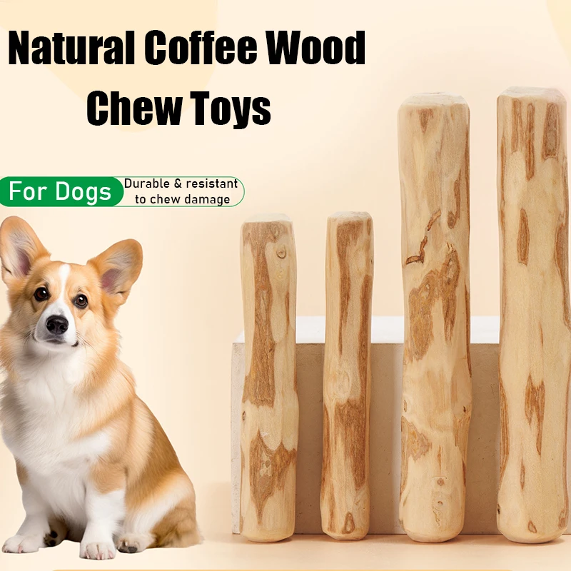kf-S646cd773318942b2b399479d42365a8f0 Natural Coffee Wood Dog Chew Toys,35/75g Wooden Chewable Sticks for Dogs Puppy,Durable Chew-resistant Pet Toys for Stress Relief - Image 1