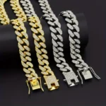 Trendy Hip-hop Pet Collar Cuban Chain Dog Chain Full Diamond Necklace Lock Buckle Rhinestone Bone Custom Pendant - Image 4
