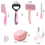 8-piece dog brush grooming set, pet self-cleaning set, with pet nail clippers and files, flea comb, pet shampoo bath brush, pet - Image 2