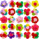 20PCS Cute Handmade Puppy Dog Hair Bows Pet Dog Hair Accessories Flower Bows Dog Grooming Bows for Small Dogs Pet Products