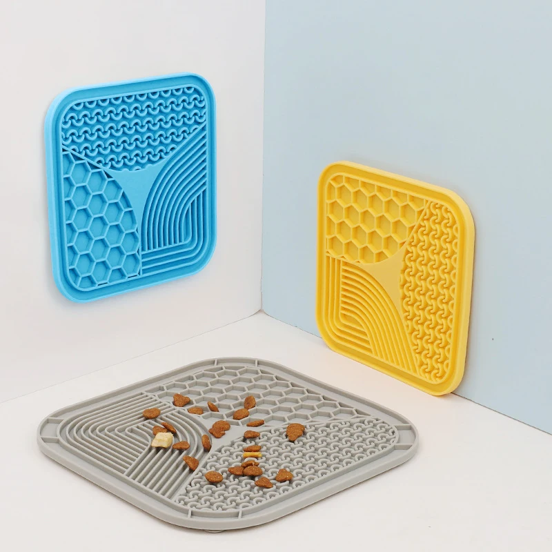 kf-S6774242ec82a445fac591f58ef9bd07bo Licking Mat Slow Feeder for Dogs and Cats, Premium Lick Pad with Suction Cup Dog Licking Mat Slow Eating Anti-choking Mat - Image 1