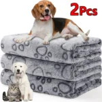 2PCS Soft Fluffy High Quality Dog Blanket Flannel Dog Sleeping Blanket Paw Print Pattern Pet Mat Warm Comfortable Cat Blanket
