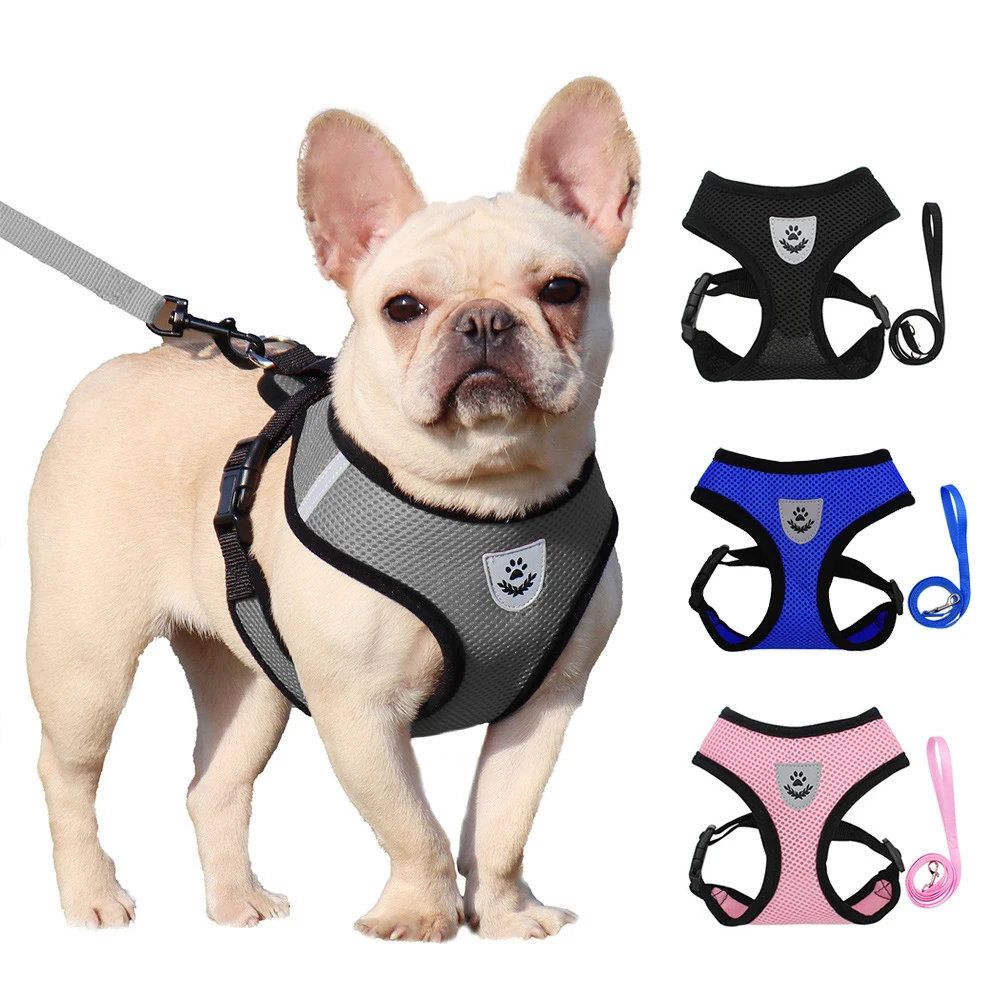 kf-S69875df26d6f42e4828f2cf3b42b4948H Pet Puppy Harness Leash Set for Small Dogs Cats Reflective Breathable Dog Chest Strap Walking Yorkie Vest Traction Rope Supplies - Image 1
