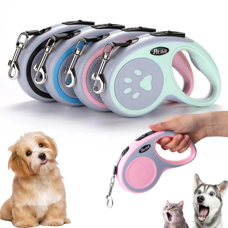 kf-S69dc8e7415c14b9fb80fc529c8518788b 3/5M Nylon Dog Leash Automatic Retractable Durable Cat Lead Extending Puppy Walking Running Traction Roulette For Small Dogs - Image 1