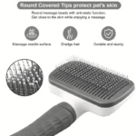 Pet Grooming Brush with One-Click Hair Removal, Bent Needle Massaging Comb for Dogs & Cats - Image 3
