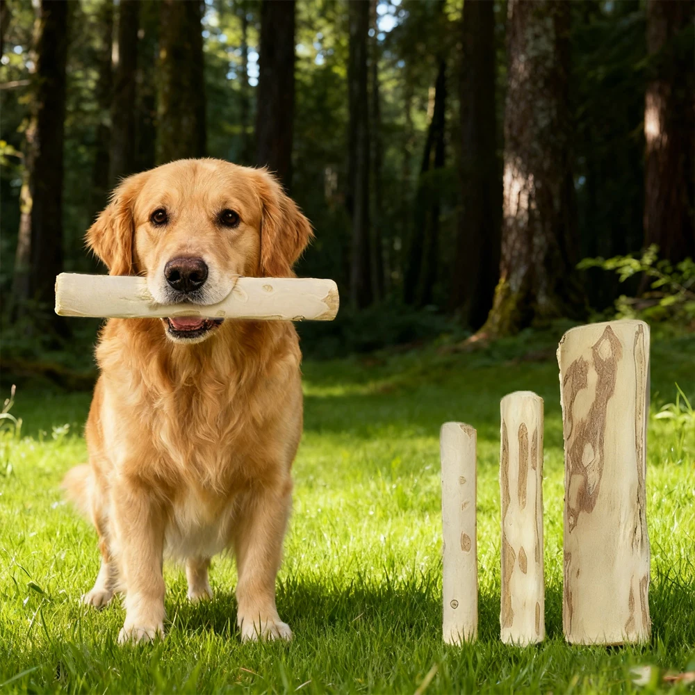 kf-S6b7cb89a25a441e2bc9ebbffaf79f650o 1 PC Natural Coffee Wood Dog Chew Stick Durable Dental Teeth Cleaning Molar Toy for Pet Small Large Dogs Stress Relief Teething - Image 1