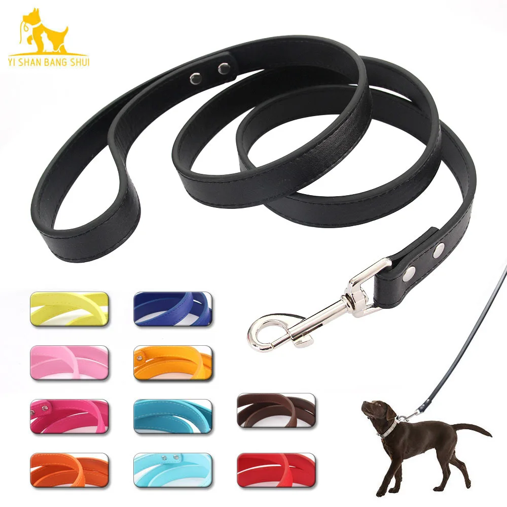 kf-S6e0c385834c04ee8b55cda4c86141230V 16 Colors Dog Leash Soild Color Leather Pet Walking Training Leads For Small Medium Large Dogs Cat In Collar And Harness 120cm - Image 1