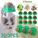 3-30pcs Natural Catnip Cat Wall Stick-on Ball Toy Treats Healthy Natural Removes Balls to Promote Digestion Cat Grass Snack