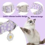 Nylon Flower Dog Collar Adjustable Spring Dog Necklace Collars with Flower for Small Medium Dogs Pug Chihuahua Pug Supplies - Image 3