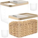 2 Pack Airtight Dog Food Storage Container, 10Lbs Clear Pet Dog Food Storage Bin with Measuring Scoops for Rice Grain Pet Dog Ca